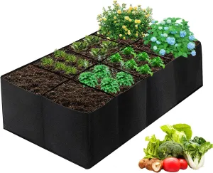 ACJRYO 128 Gallon Fabric Raised Garden Bed, 6x3x1ft Large Grow Bag with 8 Grids - Breathable Outdoor Planter Box for Vegetables, Herbs, Flowers, Tomatoes, Potatoes