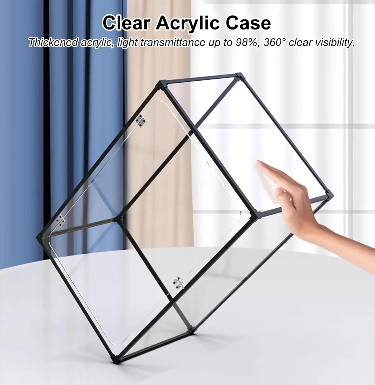 Acrylic Display Case Transparent Acrylic Display Box with Door, Self-Assembly Stackable Storage Bins, Rectangle Acrylic Case for Handbag Collectible Figures(60x40x40cm(60x16x16in))