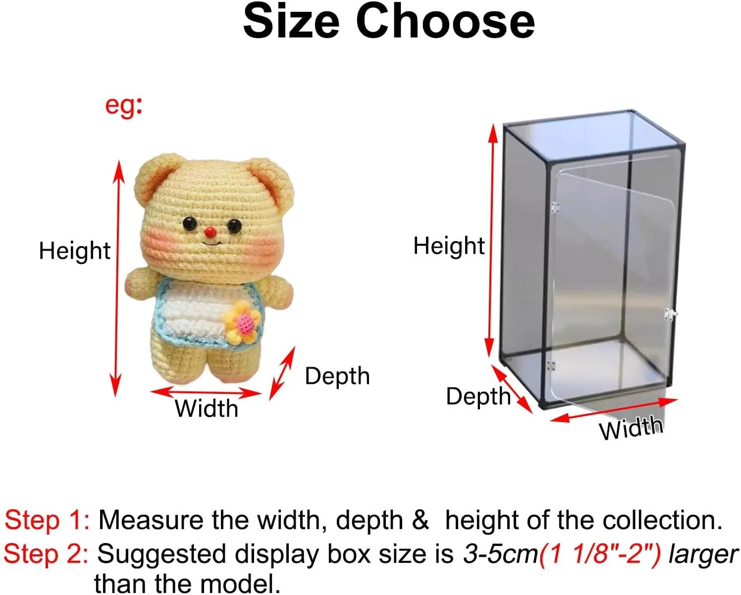 Acrylic Display Case Transparent Acrylic Display Box with Door, Self-Assembly Stackable Storage Bins, Rectangle Acrylic Case for Handbag Collectible Figures(60x40x40cm(60x16x16in))
