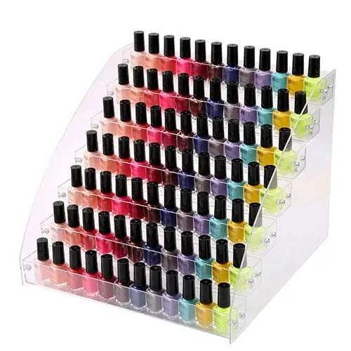 Acrylic Nail Polish Display Organizer 2-3-4-5-6-7 Layer Manicure Cosmetics Jewelry Display Stand Holder Clear Acrylic Makeup Box
