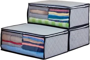 Activated Carbon Clothing Organizer Bags, Breathable Material, 3pc, Grey 171-01