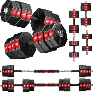 Adjustable Weights Dumbbells Set, 44Lbs 66Lbs 88Lbs 3 in 1 Adjustable Weights Dumbbells Barbell Set, Home Fitness Weight Set Gym Workout Exercise Training with Connecting Rod for Men Women