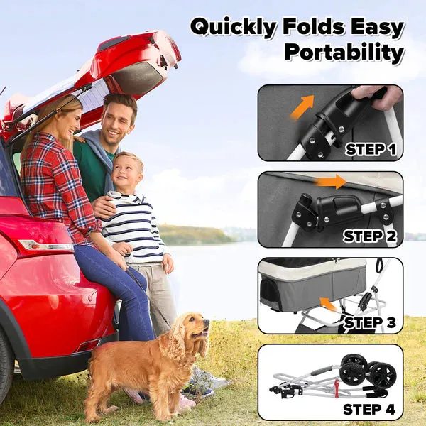 Advwin - Large Dog Stroller One-Step Foldable