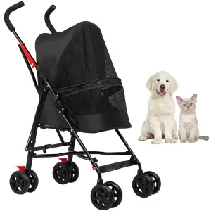 Advwin - Pet Stroller Foldable 4-Wheel - Black