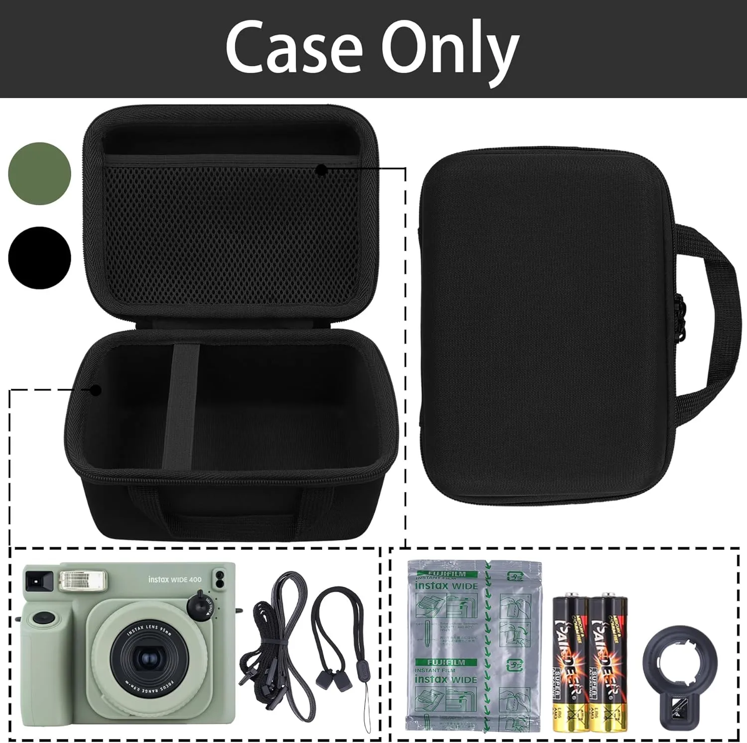 Aenllosi for INSTAX WIDE 400 Instant Camera Case, Fujifilm Wide 400 Camera Protective Case, Black (Case Only)