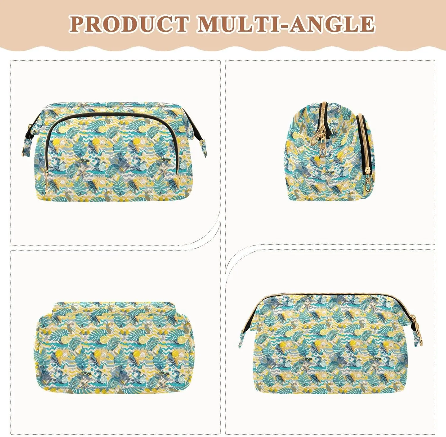 Aesthetic Makeup Bag Travel-Friendly Quilted Organizer with Wide-open Access