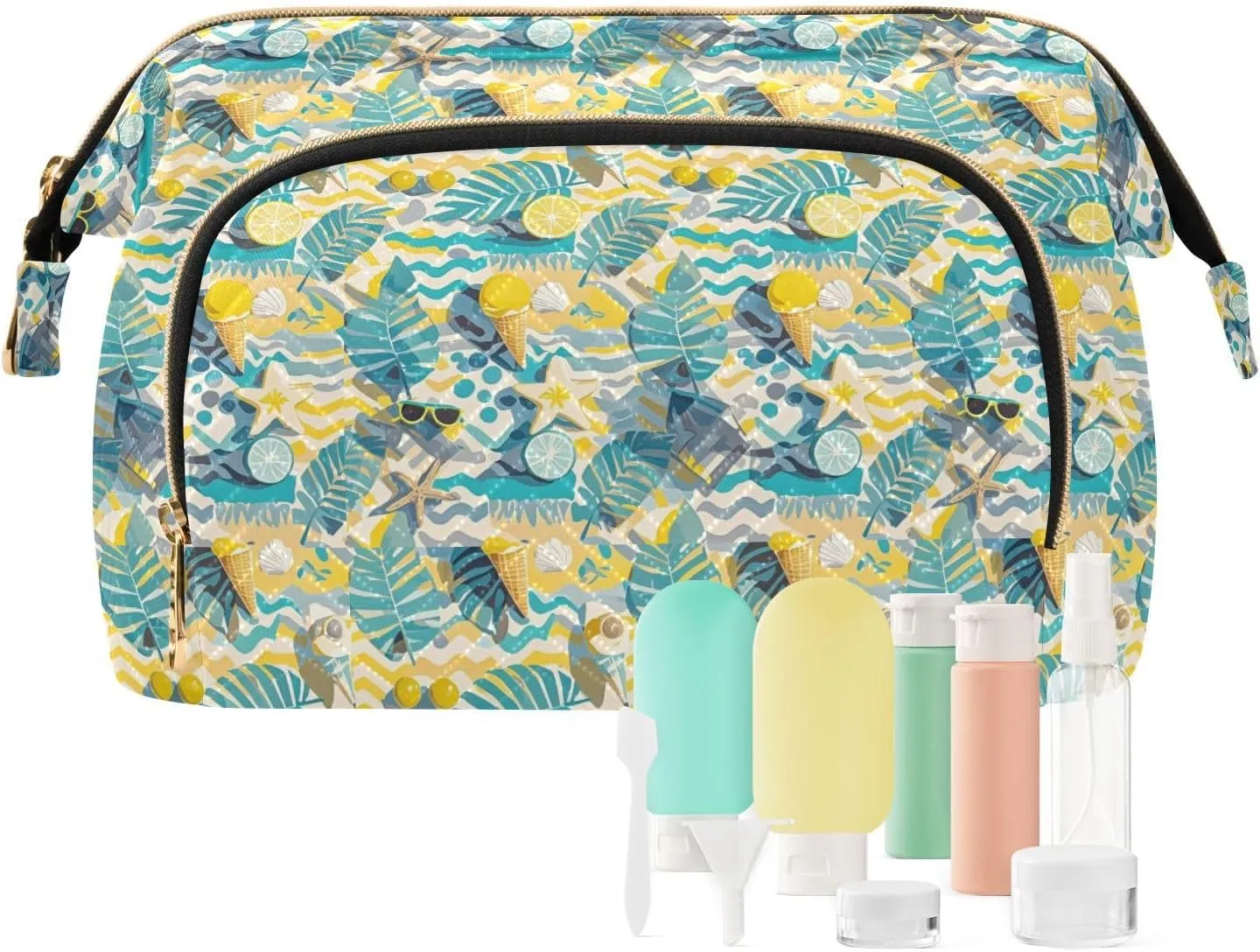 Aesthetic Makeup Bag Travel-Friendly Quilted Organizer with Wide-open Access