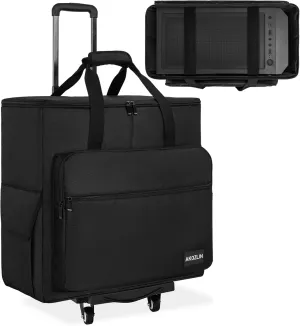 AKOZLIN Portable PC Tower Carrying Bag with Detachable Rolling Cart Travel Storage Bag for Computer Chassis,Gaming Rig,Keyboard and Mouse with Dolly