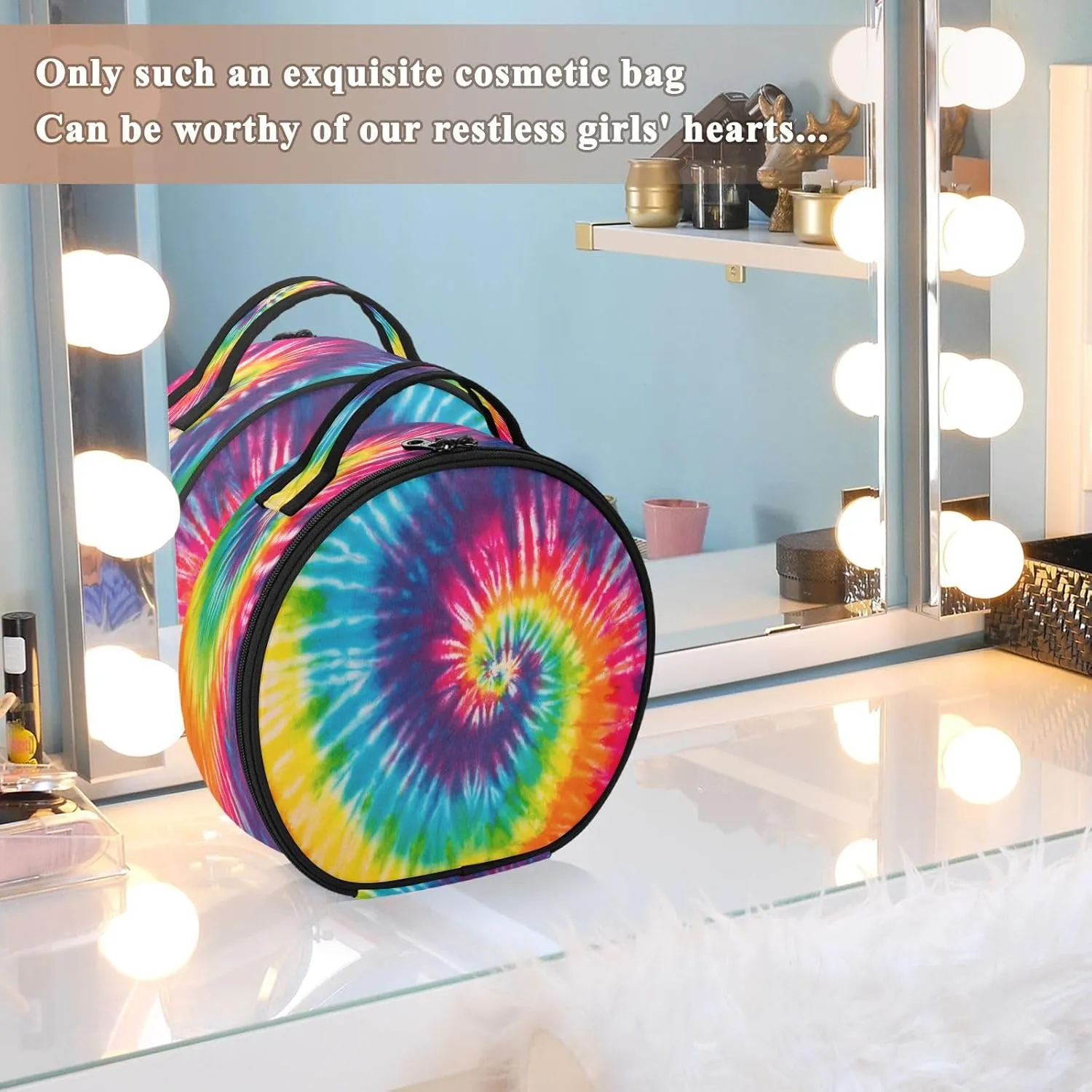 ALAZA Abstract Swirl Design Tie Dye Travel Cosmetic Organizer Make up Organizer Toiletry Bag