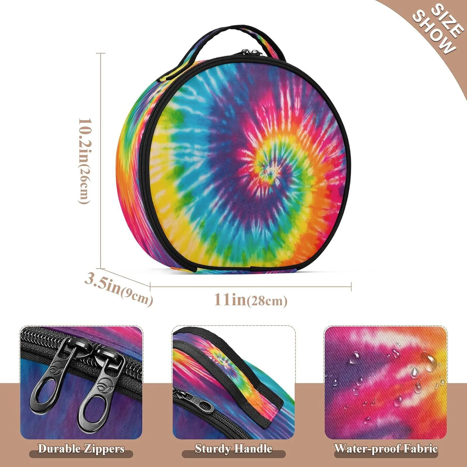 ALAZA Abstract Swirl Design Tie Dye Travel Cosmetic Organizer Make up Organizer Toiletry Bag