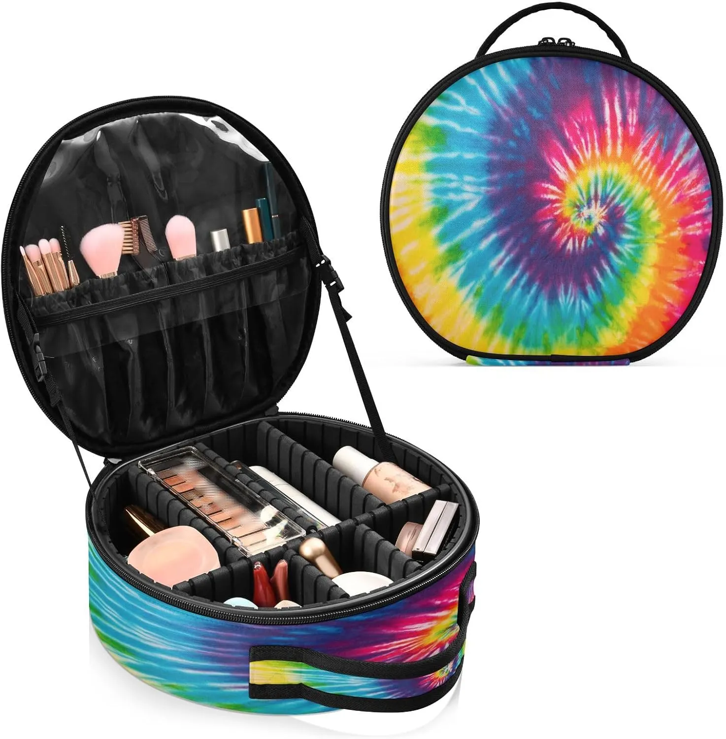 ALAZA Abstract Swirl Design Tie Dye Travel Cosmetic Organizer Make up Organizer Toiletry Bag