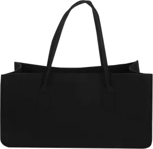 Alipis Portable Felt Firewood Carrier Bag, Black Canvas Log Tote with Sturdy Handles for Indoor and Outdoor Use
