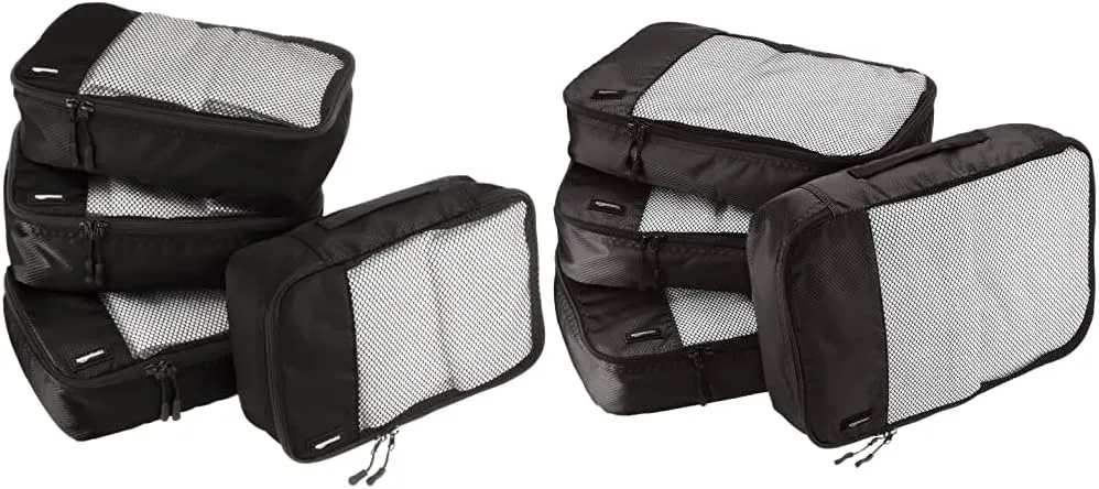 Amazon Basics Small Packing Travel Organizer Cubes - 4-Piece Set, Medium, Black