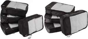 Amazon Basics Small Packing Travel Organizer Cubes - 4-Piece Set, Medium, Black