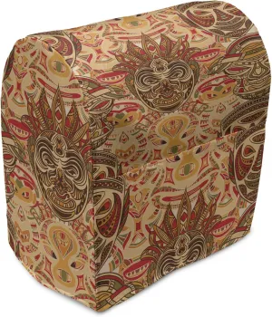 Ambesonne African Stand Mixer Cover, Motif with Pattern Design, Kitchen Appliance Organizer Bag Cover with a Pocket, 6-8 Quarts, Sand Brown Orange