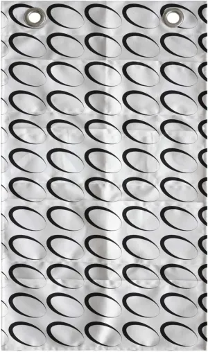 Ambesonne Black and White Hanging Pocket Organizer, Minimal Pattern with Slanted Oval Shapes Elongated Elliptic Outlines, Printed Polyester Storage Bag with Pockets, 21" x 31", Black and White