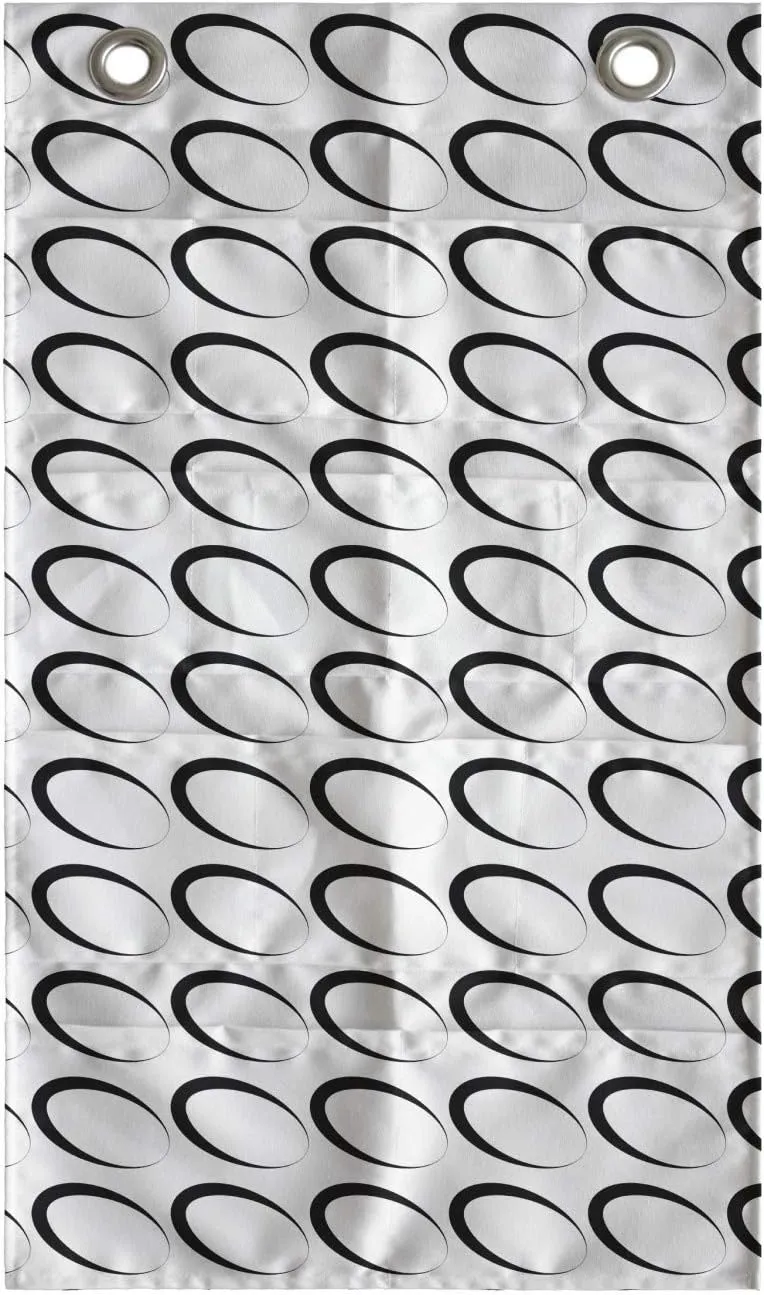 Ambesonne Black and White Hanging Pocket Organizer, Minimal Pattern with Slanted Oval Shapes Elongated Elliptic Outlines, Printed Polyester Storage Bag with Pockets, 21" x 31", Black and White