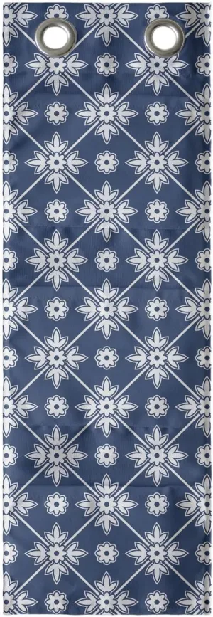 Ambesonne Blue Hanging Pocket Organizer, Checkered Pattern with Abstract Spring Blossoms Folkloric Holland Cultural Pattern, Printed Polyester Storage Bag with Pockets, 9" x 27", Blue White