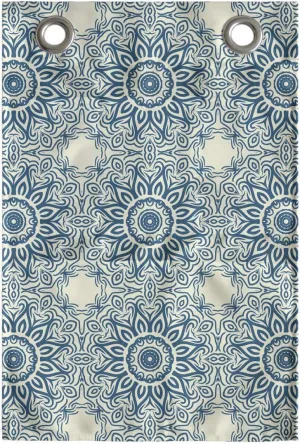 Ambesonne Blue Mandala Hanging Pocket Organizer, Repetitive Abstract Sunflower Interpretation Folkloric Motifs Print, Printed Polyester Storage Bag with Pockets, 14" x 20", Ivory and Petrol Blue