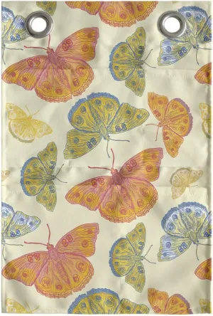 Ambesonne Butterflies Hanging Pocket Organizer, Hand Drawn Sketchy Interpretation, Printed Polyester Storage Bag with Pockets, 14" x 20", Cream Multicolor