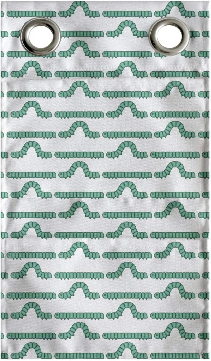 Ambesonne Caterpillar Hanging Pocket Organizer, Pattern of Larva Type Bugs Repeating Spring Season Animals Wildlife, Printed Polyester Storage Bag with Pockets, 9" x 16", Sea Green and White