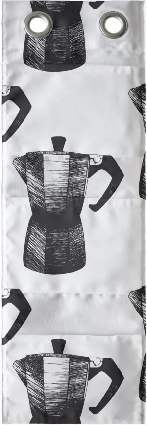 Ambesonne Coffee Hanging Pocket Organizer, Teapot Moka Mocha Maker Geyser Italian Coffee Brewing Charcoal Sketch, Printed Polyester Storage Bag with Pockets, 9" x 27", Charcoal Grey and White