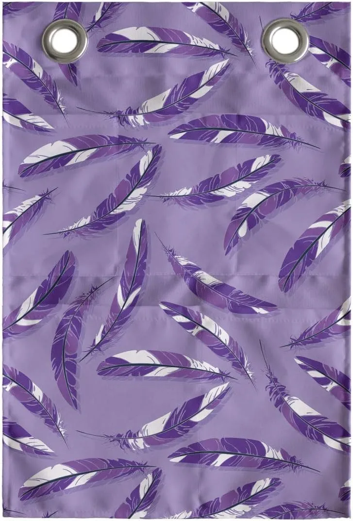 Ambesonne Dark Purple Hanging Pocket Organizer, Delicate Feathers Interpretation on Plain Background, Printed Polyester Storage Bag with Pockets, 14" x 20", Lavender Fuchsia
