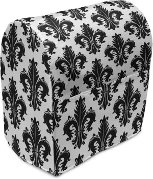 Ambesonne Fleur De Lis Stand Mixer Cover, Monochrome Royal Lily Pattern Victorian Inspiration Ornamental Vintage Design, Kitchen Appliance Organizer Bag Cover with a Pocket, 6-8 Quarts, Black White