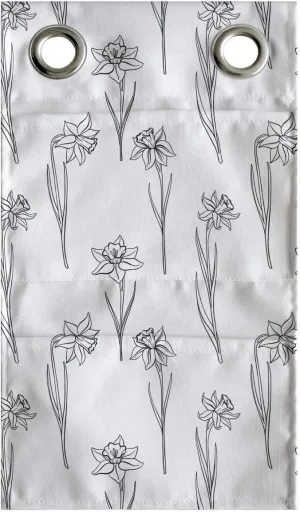 Ambesonne Floral Hanging Pocket Organizer, Basic Interpretation of Flowers of Narcissus Drawings Botanical Garden Art, Printed Polyester Storage Bag with Pockets, 9" x 16", Dark Grey and White