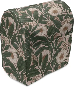 Ambesonne Floral Stand Mixer Cover, Negative Exposure Effect Blossomed Pinkish Anemone Plant Overlapped Lobed Leaves, Kitchen Appliance Organizer Bag Cover with a Pocket, 6-8 Quarts, Multicolor