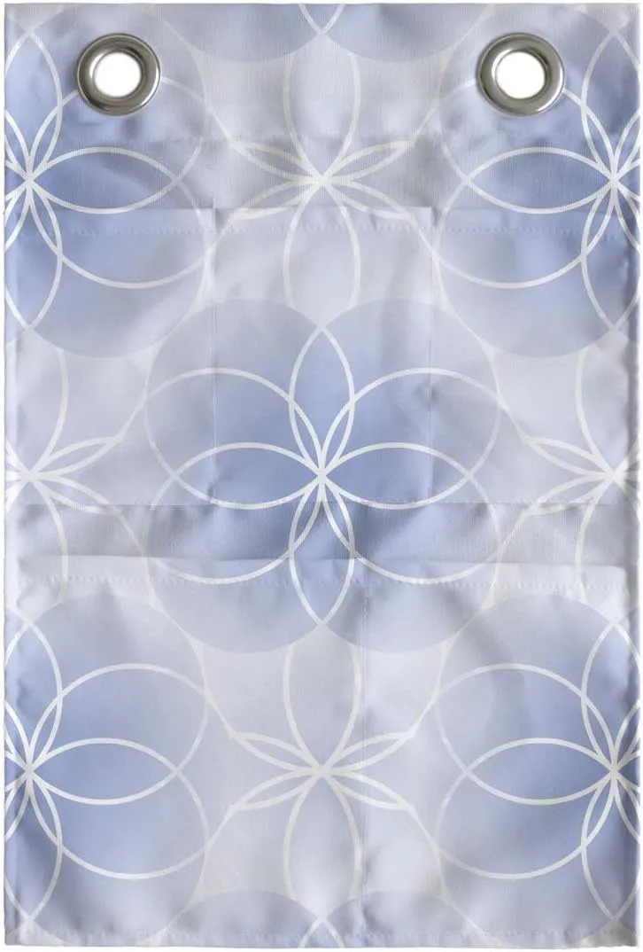 Ambesonne Geometry Hanging Pocket Organizer, Proportion of The World with Intersecting Concentric Spiral Art, Printed Polyester Storage Bag with Pockets, 14" x 20", Pale Blue
