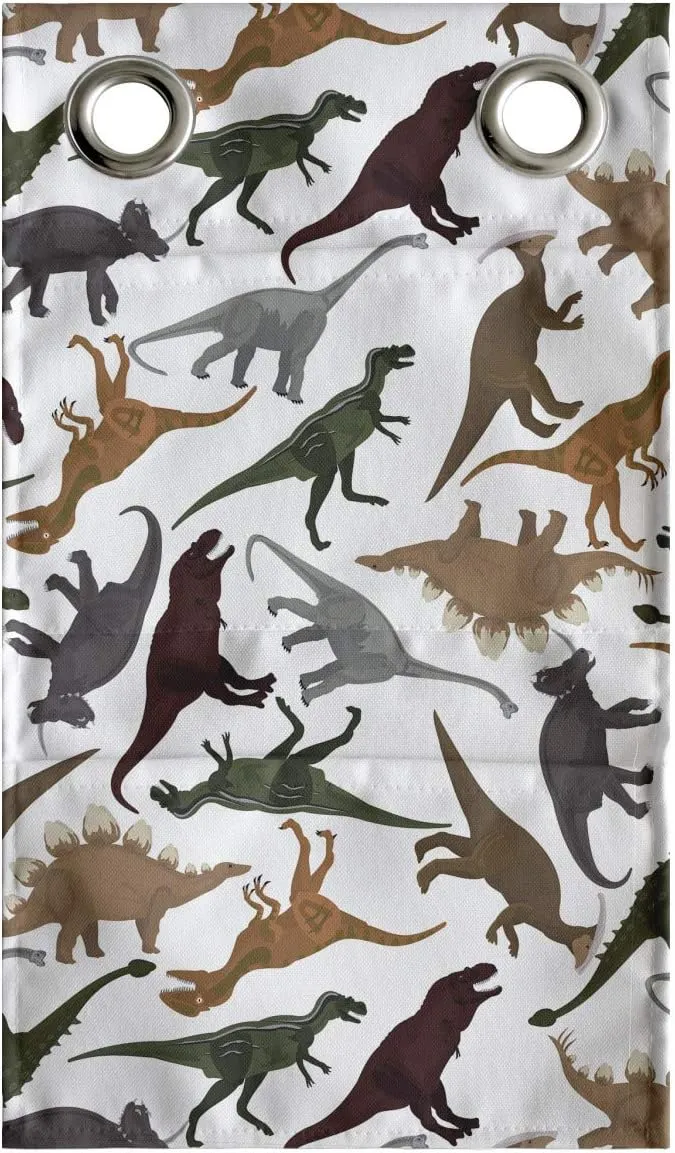 Ambesonne Jurassic Hanging Pocket Organizer, Pattern Dinosaurs Enormous Museum History Cartoony Illustration, Printed Polyester Storage Bag with Pockets, 9" x 16", Dark Orange Burgundy