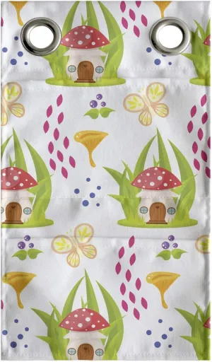 Ambesonne Mushroom Hanging Pocket Organizer, Spring Forest Toadstool House Pattern Fictional Image Art, Printed Polyester Storage Bag with Pockets, 9" x 16", Multicolor