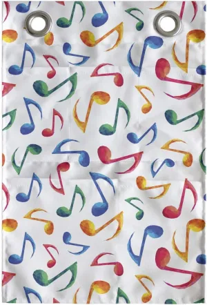 Ambesonne Music Hanging Pocket Organizer, Musical Notes Melody Beats Watercolor Radio Rhythm Vibes Design, Printed Polyester Storage Bag with Pockets, 14" x 20", Multicolor