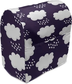 Ambesonne Rain Stand Mixer Cover, Cumulus Style Puffy Clouds Participating White Droplets Repeating Pattern, Kitchen Appliance Organizer Bag Cover with a Pocket, 6-8 Quarts, Dark Purple and White
