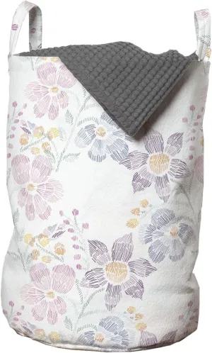 Ambesonne Romantic Laundry Bag, Ornamental Wedding Day Inspired Floral Composition Spring Season Design Image, Hamper Basket with Handles Drawstring Closure for Laundromats, 13" x 19", Multicolor