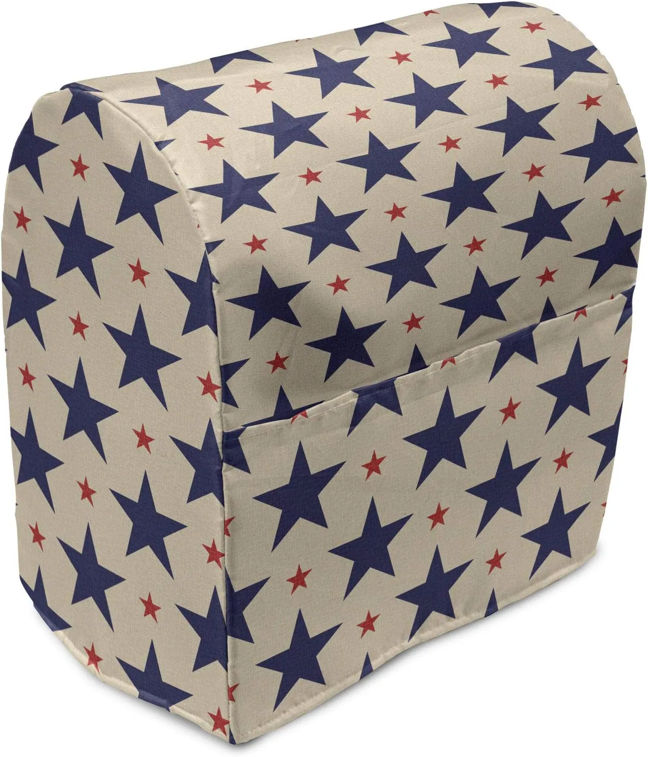 Ambesonne Star Stand Mixer Cover, Patriotic Themed Pattern American Flag Inspired Grunge Nostalgic Illustration, Kitchen Appliance Organizer Bag Cover with a Pocket, 6-8 Quarts, Navy Blue Beige Red