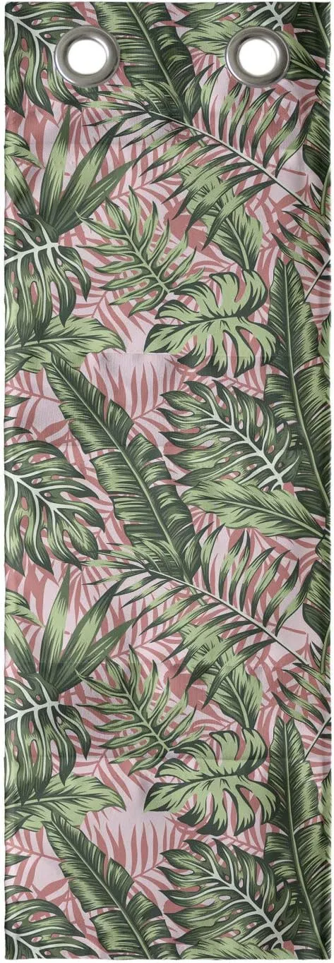 Ambesonne Tropical Hanging Pocket Organizer, Exotic Hawaii Jungle Themed Interpretation of Multitude Palm Leaves, Printed Polyester Storage Bag with Pockets, 9" x 27", Green Rose Pastel Pink