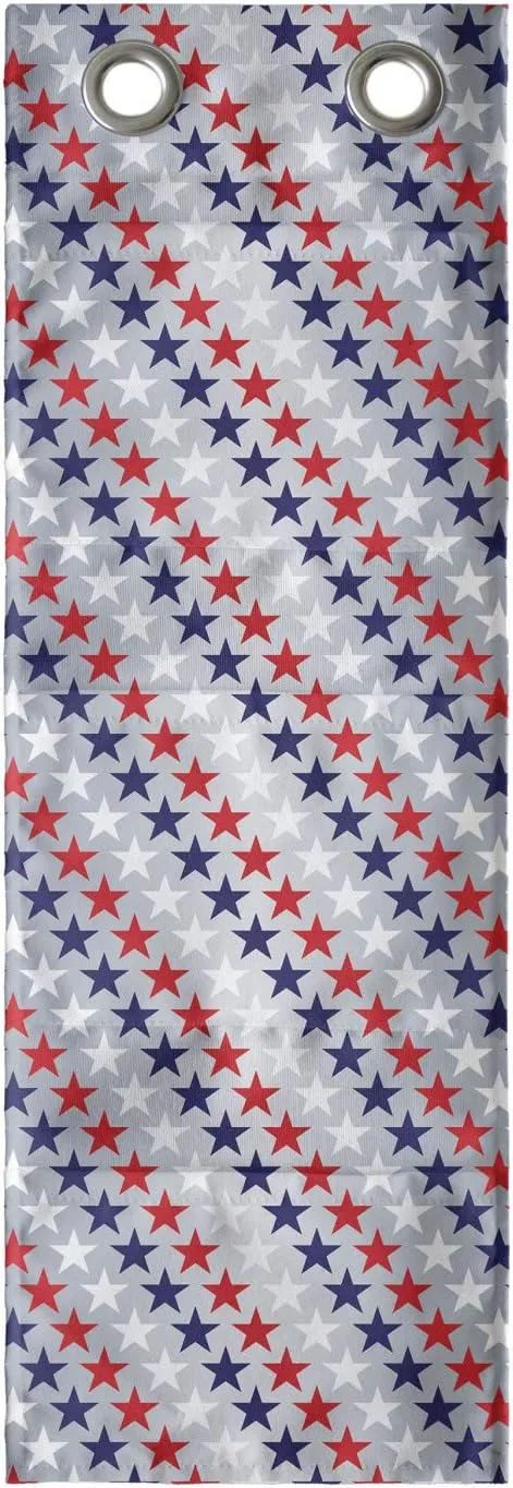 Ambesonne USA Hanging Pocket Organizer, July Fourth Stars Citizen National Day Patriotic Western Salute to The Union, Printed Polyester Storage Bag with Pockets, 9" x 27", Grey Indigo Red
