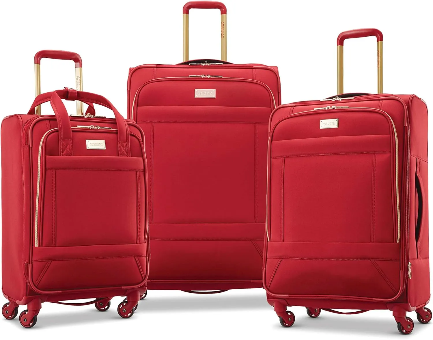 American Tourister Belle Voyage Softside Luggage with Spinner Wheels, Red, Checked-Medium 25-Inch