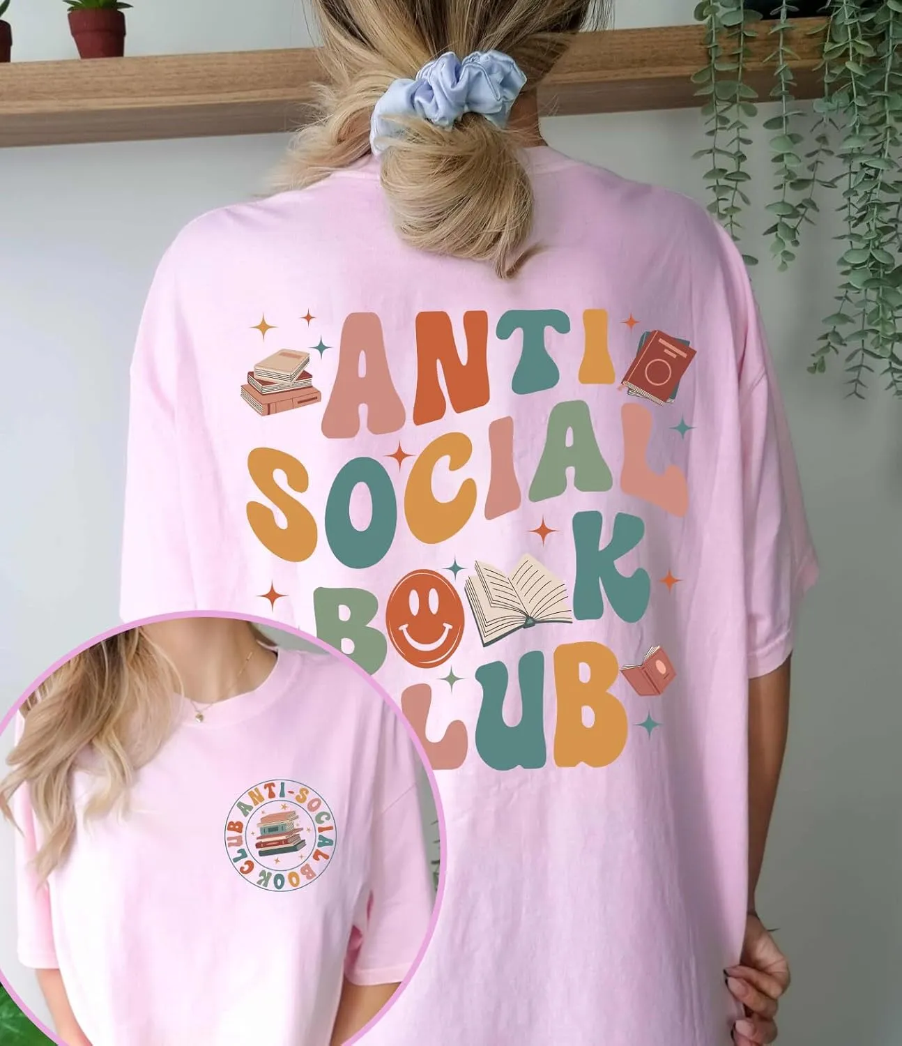 Anti Social Book Club Shirt - Reading Groovy 2 Sided T-Shirt for Librarian Book Lovers