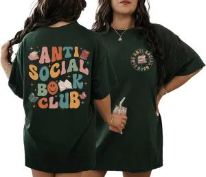 Anti Social Book Club Shirt - Reading Groovy 2 Sided T-Shirt for Librarian Book Lovers