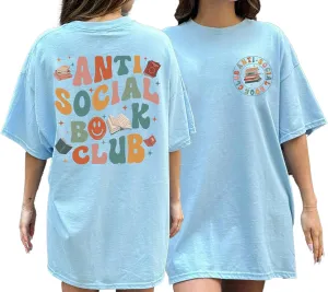 Anti Social Book Club Shirt - Reading Groovy 2 Sided T-Shirt for Librarian Book Lovers