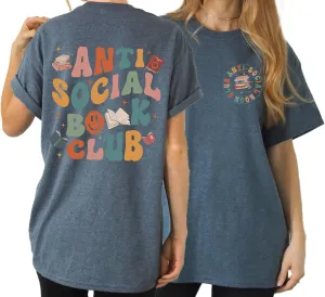 Anti Social Book Club Shirt - Reading Groovy 2 Sided T-Shirt for Librarian Book Lovers