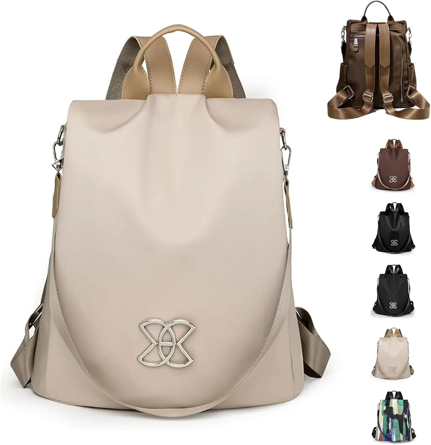 Anti-Theft Large Capacity Backpack, Leisure Shoulder Bag for Women, Anti-Theft Multipurpose Large Capacity Backpack (Off-white)