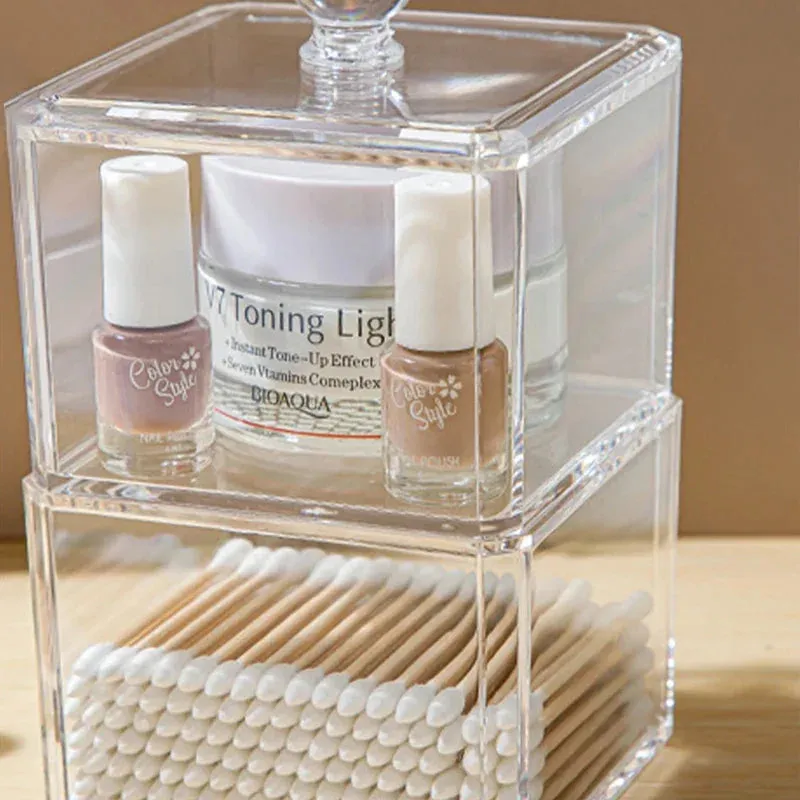 ANYHOUZ Storage Box Three Layer Transparent Acrylic Stackable Dustproof Jewelry Cases Organizer