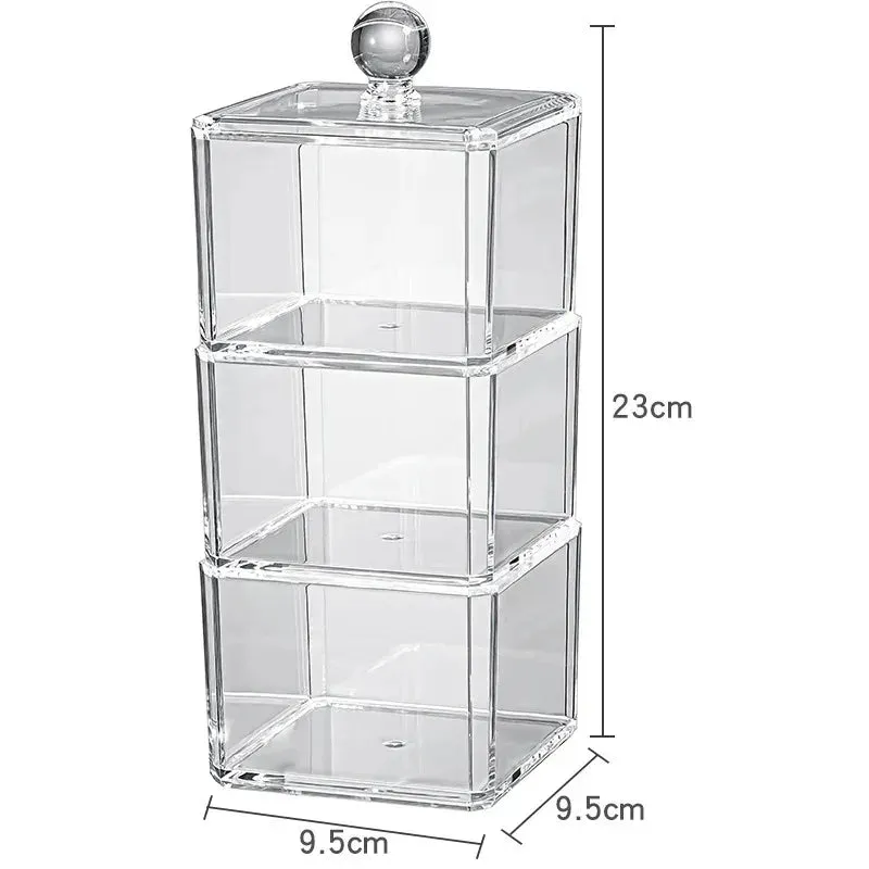 ANYHOUZ Storage Box Three Layer Transparent Acrylic Stackable Dustproof Jewelry Cases Organizer