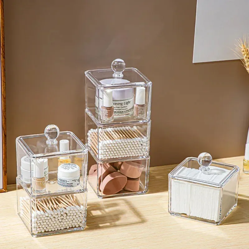 ANYHOUZ Storage Box Three Layer Transparent Acrylic Stackable Dustproof Jewelry Cases Organizer