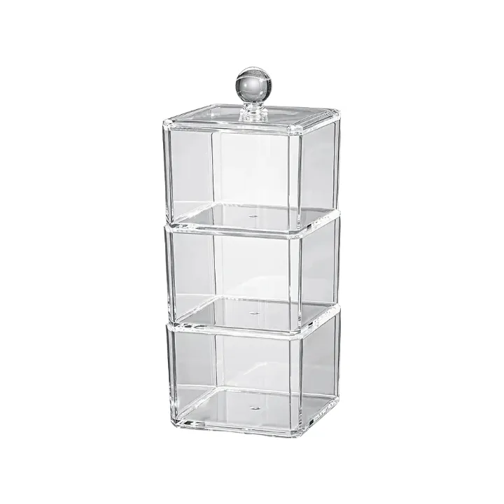 ANYHOUZ Storage Box Three Layer Transparent Acrylic Stackable Dustproof Jewelry Cases Organizer