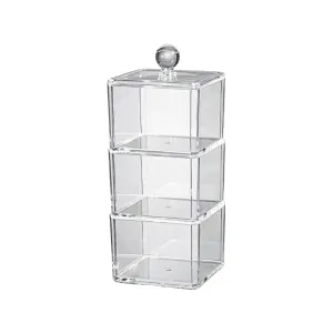 ANYHOUZ Storage Box Three Layer Transparent Acrylic Stackable Dustproof Jewelry Cases Organizer